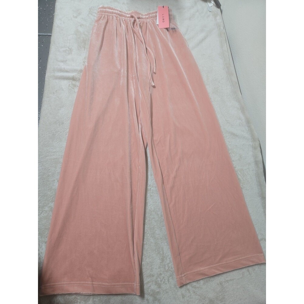 NWT Y2K Inspired L.LING Collection Pink Velvet Wide-Leg Lounge Pants - Size M